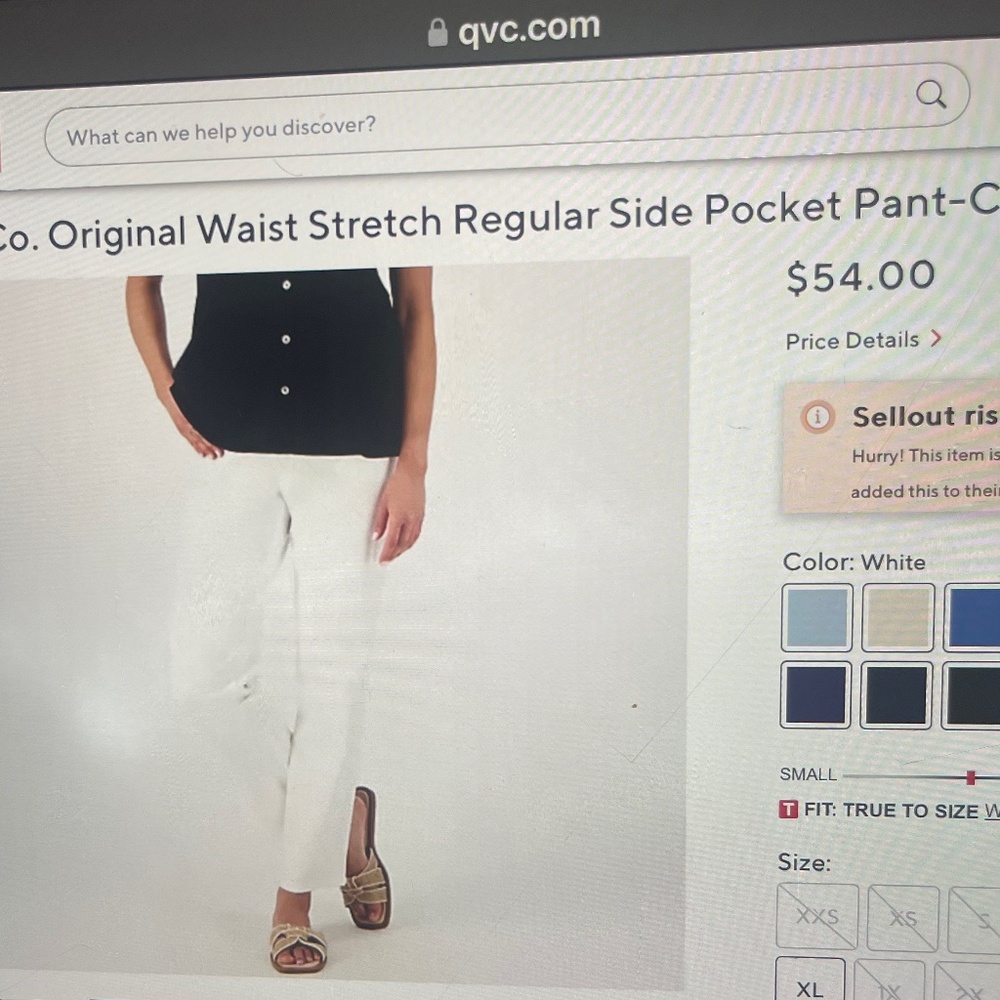 NEW DENIM & CO. Original Stretch Waist Side Pockets Seasonal Pant Sz P1X  $54